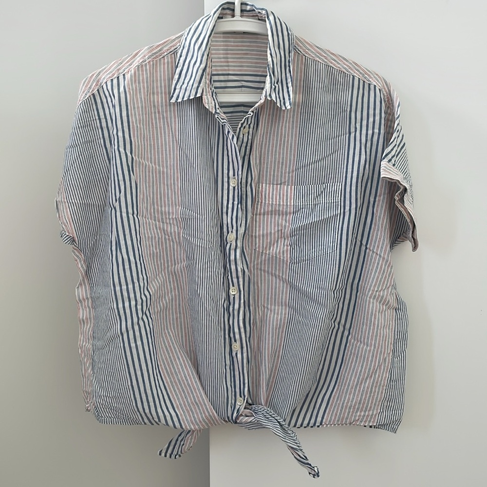 Madewell Blue and White Striped Button Down Shirt